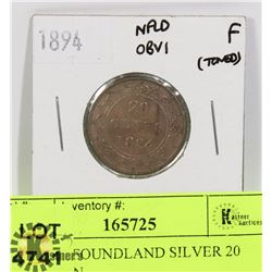 1894 NEWFOUNDLAND SILVER 20 CENT COIN