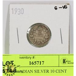1930 CANADIAN SILVER 10 CENT COIN