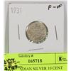 Image 1 : 1931 CANADIAN SILVER 10 CENT COIN