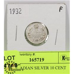 1932 CANADIAN SILVER 10 CENT COIN