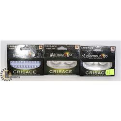 3 PACKS OF GLAMOUR 2 GO HUMAN HAIR FALSE EYELASHES