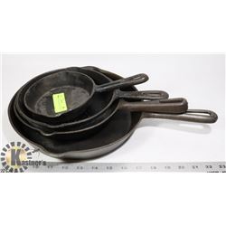 CAST IRON FRY PAN SET- ANTIQUE SET OF 5