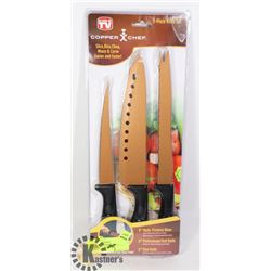 NEW COPPER CHEF 3PC KNIFE SET