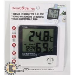 NEW THERMO- HYGROMETER & CLOCK