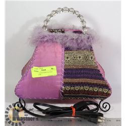 PURPLE CLOTH PURSE ACCENT TABLE LAMP