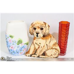 NINA LYMAN PAPPY  VASE AND 2 ASSORTED VASES