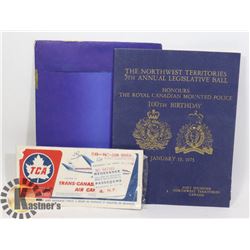 1973 NWT PROGRAM FOR RCMP & 1961 AIRLINES TICKET