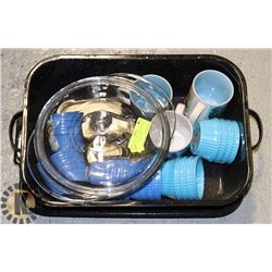 ROASTING PAN/ANCHOR HOCKING CASSEROLE DISH ETC