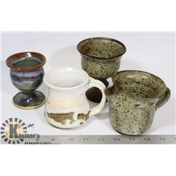 SMALL BOX OF ASSORTED POTTERY & CERAMIC MUGS