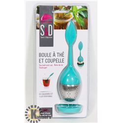 NEW TEA BALL WITH SAUCER FOR STEEPING LOOSE TEA