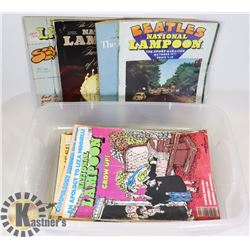 PLASTIC  TUB OF NATIONAL LAMPOON MAGAZINES-