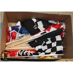 BOX OF FLAGS OF VARYING TYPES