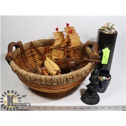 ROUND BASKET FULL OF ASSORTED ASIAN THEMED