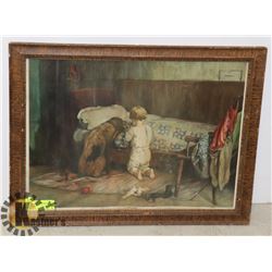 FRAMED ART "CHUMS" DATED 1906. ESTATE.