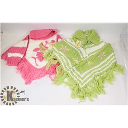 TWO SIZE SMALL GIRL SWEATERS PONCHO