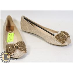 WOMENS BAMBOO BEADED BOW FLATS