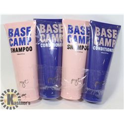 TWO BOTTLES OF BASE CAMP SHAMPOO AND TWO BOTTLES