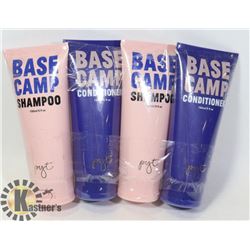 TWO BOTTLES OF BASE CAMP SHAMPOO AND TWO BOTTLES