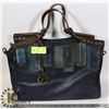 Image 1 : LADIES LEATHER PURSE- NAVY BLUE WITH BROWN ACCENTS