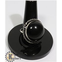 #91-BLACK OBSIDIAN RING SIZE 8.75