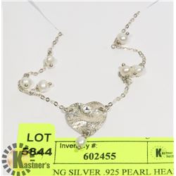 STERLING SILVER .925 PEARL HEART NECKLACE