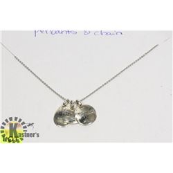 STERLING SILVER .925 3 CHARMS AND CHAIN