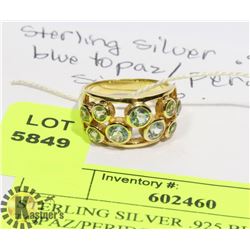 STERLING SILVER .925 BLUE TOPAZ/PERIDOT RING SZ 6