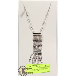 STERLING SILVER .925 REAL PEARL TASSEL NECKLACE