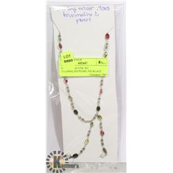 STERLING SILVER .925 TOURMALINE/PEARL NECKLACE