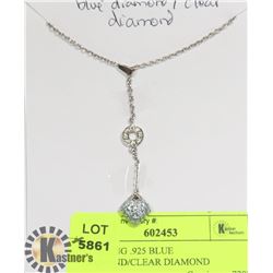 STERLING .925 BLUE DIAMOND/CLEAR DIAMOND  NECKLACE
