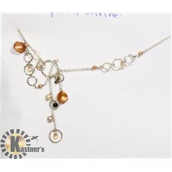 STERLING SILVER .925 CITRINE/PEARL NECKLACE
