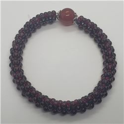SILVER GARNET FLEXIBLE  BRACELET
