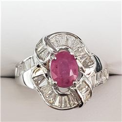 SILVER RUBY  RING (~WEIGHT 6.3G)