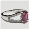 Image 3 : SILVER RUBY CUBIC ZIRCONIA  RING (~SIZE 6)