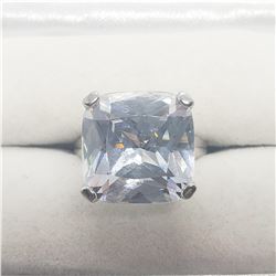 SILVER BIG CZ  RING (~SIZE 6.75)