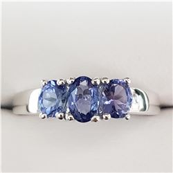 SILVER RHODIUM PLATED TANZANITE(1CT)  RING