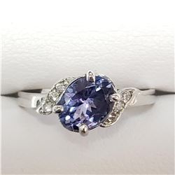 10K WHITE GOLD TANZANITE(0.95CT) DIAMOND