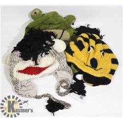 LOT OF 3 ANIMAL FACE TOQUES
