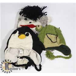 LOT OF 3 ANIMAL FACE TOQUES