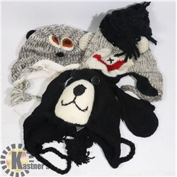 LOT OF 3 ANIMAL FACE TOQUES
