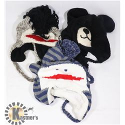 LOT OF 3 ANIMAL FACE TOQUES