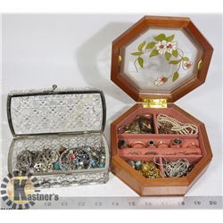 2 ESTATE JEWELRY BOXES WITH CONTENTS