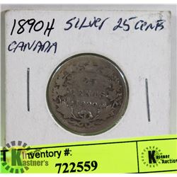 1890H  SILVER 25CENT CANADA