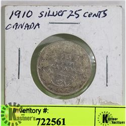 1910  SILVER 25CENT CANADA