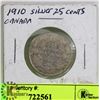 Image 1 : 1910  SILVER 25CENT CANADA