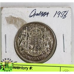 1858  SILVER 50CENT CANADA