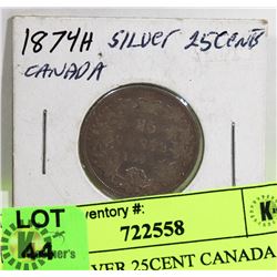 1874H  SILVER 25CENT CANADA