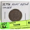 Image 1 : 1874H  SILVER 25CENT CANADA