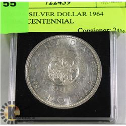 CANADA SILVER DOLLAR 1964 QUEBEC CENTENNIAL