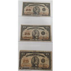 CANADIAN 1923 SHIN PLASTERS X3